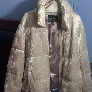 Forever 21+ Velvet Plush Puffer Coat